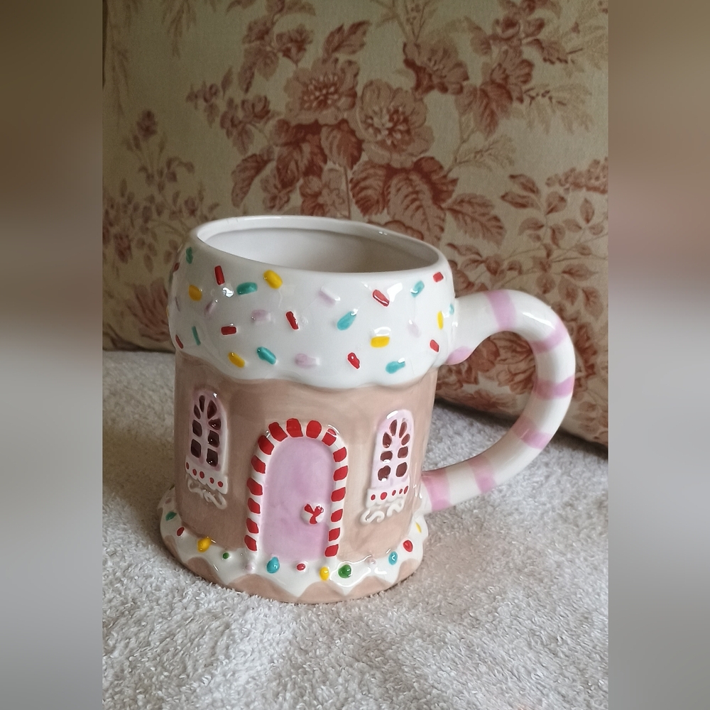 Gingerbread House Mug with Candy Accents